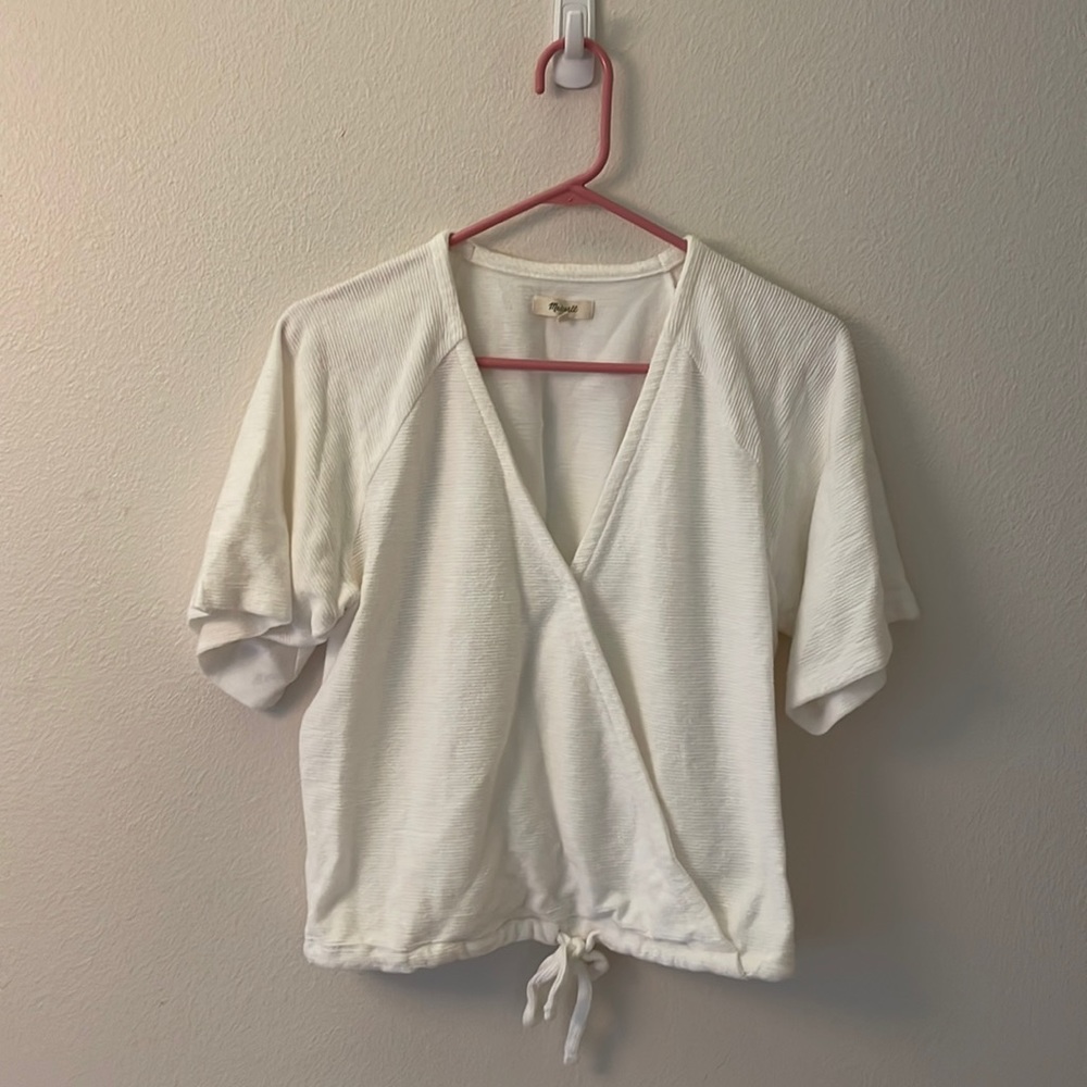 Madewell Drapey Ottoman Jacquard Faux Wrap Top
